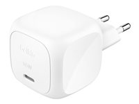 Belkin BoostCharge - Strømadapter - kompakt - 65 watt - Power Delivery 3.1 (24 pin USB-C) - hvit WCA011KQWH