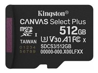 Kingston Canvas Select Plus - Flashminnekort - 512 GB - A1 / Video Class V30 / UHS-I U3 / Class10 - microSDXC UHS-I SDCS3/512GBSP