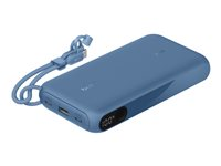 Belkin BoostCharge - Strømbank - with display - 20000 mAh - 20 watt - PD - 3 utgangskontakter (2 x USB-C, USB) - på kabel: USB-C - blå BPB028HQBL