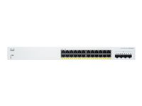 Cisco Business 220 Series CBS220-24P-4X - Switch - smart - 24 x 10/100/1000 (PoE+) + 4 x 10 Gigabit SFP+ (opplenke) - rackmonterbar - PoE+ (195 W) CBS220-24P-4X-EU