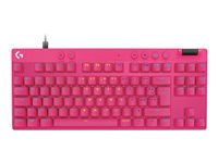 Logitech G PRO X RAPID - Tastatur - TKL - bakgrunnsbelyst - USB - AZERTY - Fransk - tastsvitsj: Linear - rosa 920-013249