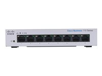 Cisco Business 110 Series 110-8T-D - Switch - ikke-styrt - 8 x 10/100/1000 - stasjonær, rackmonterbar, veggmonterbar - DC-strøm CBS110-8T-D-EU
