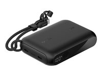 Belkin BoostCharge - Strømbank - med skjerm - 10000 mAh - 20 watt - PD, Fast Charge - 2 utgangskontakter (24 pin USB-C) - på kabel: USB-C - svart BPB027HQBK