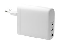 dbramante1928 re-charge - Strømadapter - 140 watt - Power Delivery 3.1 - 3 utgangskontakter (USB-C, USB) - hvit - Europa CI140EUWH7101