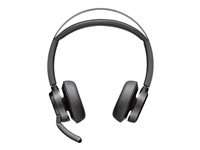 Poly Voyager Focus 2 - Hodesett - on-ear - Bluetooth - trådløs, kablet - USB-C via Bluetooth-adapter - svart - Certified for Microsoft Teams 76U47AA