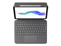 Logitech Folio Touch - Tastatur og folioveske - med styrepute - bakbelysning - Apple Smart connector - QWERTY - Storbritannia - Oxford-grå - for Apple 10.9-inch iPad Air (4. generasjon, 5. generasjon) 920-009968