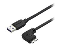 StarTech.com 0.5m 20in Slim Micro USB 3.0 Cable M/M - Right-Angle Micro-USB - USB 3.0 A to Micro B - Angled Micro USB 3.1 Gen 1 5Gbps (USB3AU50CMRS) - USB-kabel - Micro-USB Type B (hann) til USB-type A (hann) - USB 3.0 - 50 cm - formstøpt, rettvinklet kontakt - svart USB3AU50CMRS