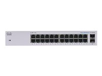 Cisco Business 110 Series 110-24T - Switch - ikke-styrt - 24 x 10/100/1000 + 2 x kombo-Gigabit SFP - stasjonær, rackmonterbar, veggmonterbar CBS110-24T-EU