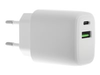 Insmat - Strømadapter - 30 watt - 3 A - PD 3.0, QC 3.0 - 2 utgangskontakter (USB, 24 pin USB-C) 530-9300