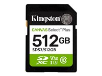 Kingston Canvas Select Plus - Flashminnekort - 512 GB - Video Class V30 / UHS-I U3 / Class10 - SDXC UHS-I SDS3/512GB
