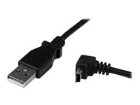 StarTech.com Down Angle Mini USB Cable - 2m - Black - USB A to Mini USB B - USB to Mini USB Cable - Mini USB Charger - USB A to Mini B (USBAMB2MD) - USB-kabel - USB (hann) til mini-USB type B (hann) - USB 2.0 - 2 m - formstøpt, 90° kontakt - svart USBAMB2MD