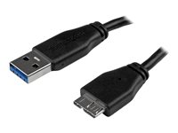 StarTech.com 0.5m 20in Slim USB 3.0 A to Micro B Cable M/M - Mobile Charge Sync USB 3.0 Micro B Cable for Smartphones and Tablets (USB3AUB50CMS) - USB-kabel - Micro-USB Type B (hann) til USB-type A (hann) - USB 3.0 - 50 cm - formstøpt - svart - for P/N: S2510BU33PW, S251BMU3FP, S251BRU33, SLSODDU33B, SM2NGFFMBU33, UNI251BMU33 USB3AUB50CMS