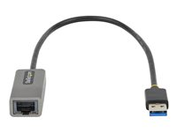 StarTech.com USB to Ethernet Adapter, USB 3.0 to 10/100/1000 Gigabit Ethernet LAN Converter for Laptops, 1ft (30cm) Attached Cable, USB to RJ45 Adapter, USB NIC Adapter, Ethernet Dongle - USB Network Adapter - Nettverksadapter - USB 3.2 Gen 1 - Gigabit Ethernet x 1 - romgrå USB31000S2