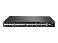 HPE Aruba Networking 6300M 48p 10M/100M/1G Class4 PoE 4p SFP56 50G TAA Switch - Switch - Max. Stacking Distance 10 km - L3 - Styrt - 48 x 10/100/1000 (PoE+) + 4 x 1 Gigabit / 10 Gigabit / 25 Gigabit / 50 Gigabit SFP56 (opplink / stabling) - front og side til bakside - rackmonterbar - PoE+ (1600 W) - TAA-samsvar S0G06A