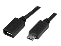 StarTech.com 0.5m 20in Micro-USB Extension Cable - M/F - Micro USB Male to Micro USB Female Cable (USBUBEXT50CM) - USB-forlengelseskabel - Micro-USB type B (hann) til Micro-USB type B (hunn) - USB 2.0 - 50 cm - svart USBUBEXT50CM
