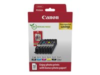 Canon PGI-530/CLI-531 PGBK/C/M/Y/BK/GY Photo Value Pack - 6-pack - pigmentert svart, svart, cyan, magenta, gul, grå - original - hengeboks - blekkpatron/papirsett 6117C004