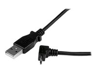 StarTech.com 2m Micro USB Cable Cord - A to Up Angle Micro B - Up Angled Micro USB Cable - 1x USB A (M), 1x USB Micro B (M) - Black (USBAUB2MU) - USB-kabel - Micro-USB type B (hann) til USB (hann) - USB 2.0 - 2 m - formstøpt, 90° kontakt - svart USBAUB2MU