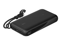 Belkin BoostCharge - Strømbank - with display - 20000 mAh - 20 watt - PD - 3 utgangskontakter (2 x USB-C, USB) - på kabel: USB-C - svart BPB028HQBK