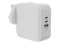 Targus HyperJuice - Strømadapter - GaN - 70 watt - QC 3.0, Power Delivery 3.0 + PPS - 3 utgangskontakter (USB, 2 x USB-C) - hvit HJ1003WHWWGL