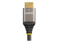 StarTech.com 10ft (3m) Premium Certified HDMI 2.0 Cable with Ethernet, High Speed Ultra HD 4K 60Hz HDMI Cable HDR10, ARC, HDMI Cord For Ultra HD Monitors, TVs, Displays, w/ TPE Jacket - Durable HDMI Video Cable (HDMMV3M) - Premium High Speed - HDMI-kabel med Ethernet - HDMI hann til HDMI hann - 3 m - skjermet - grå, svart - passiv, støtte for 4K 60 Hz (3840 x 2160) HDMMV3M