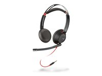 Poly Blackwire 5220 - Hodesett - on-ear - kablet - 3,5 mm jakk - svart - Avaya Certified, Certified for Skype for Business, Cisco Jabber Certified, Optimert for UC 85Q68AA