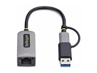 StarTech.com 2.5GbE USB-C to Ethernet Adapter with USB-A Converter - Nettverksadapter - USB-C 3.2 Gen 1 / Thunderbolt 3 - 10M/100M/1G/2,5 Gigabit Ethernet - romgrå U2GA-USB-C-ETHERNET