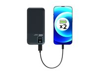 PORT Connect - Strømbank - 10000 mAh - 2.1 A - QC - 2 utgangskontakter (2 x USB) - på kabel: USB-A 907001