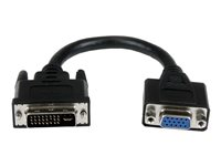 StarTech.com 8in DVI to VGA Cable Adapter - DVI-I Male to VGA Female Dongle Adapter (DVIVGAMF8IN) - VGA-adapter - DVI-I (hann) til HD-15 (VGA) (hunn) - 20 cm - tommelskruer - svart DVIVGAMF8IN