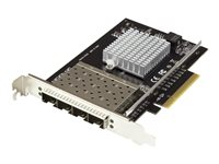StarTech.com Quad Port 10G SFP+ Network Card, Intel XL710 Open SFP+ Converged Adapter, PCIe 10 Gigabit Ethernet Server NIC, 10GbE Fiber Optic LAN Card Dell PowerEdge HPE ProLiant, NIC Card - 10Gb SFP+ NIC Card (PEX10GSFP4I) - Nettverksadapter - PCIe x8 - 10 Gigabit SFP+ x 4 - svart PEX10GSFP4I